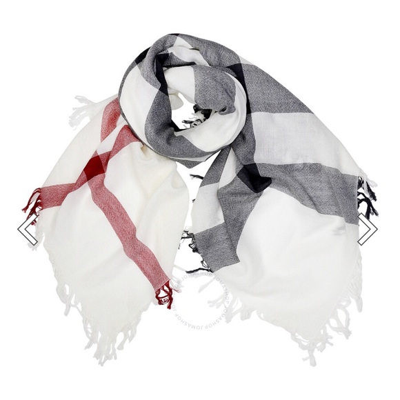 Burberry Large Ivory Check Fine Merino Wool Scarf Wrap - Picture 2 of 16